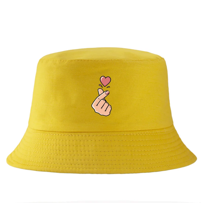 Korean Finger Heart Summer Cotton Bucket Hat
