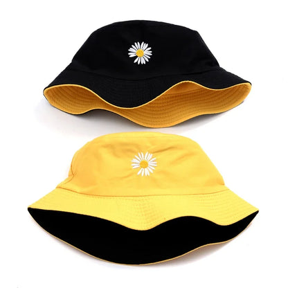 Reversible Black Yellow Duck Bucket Hat