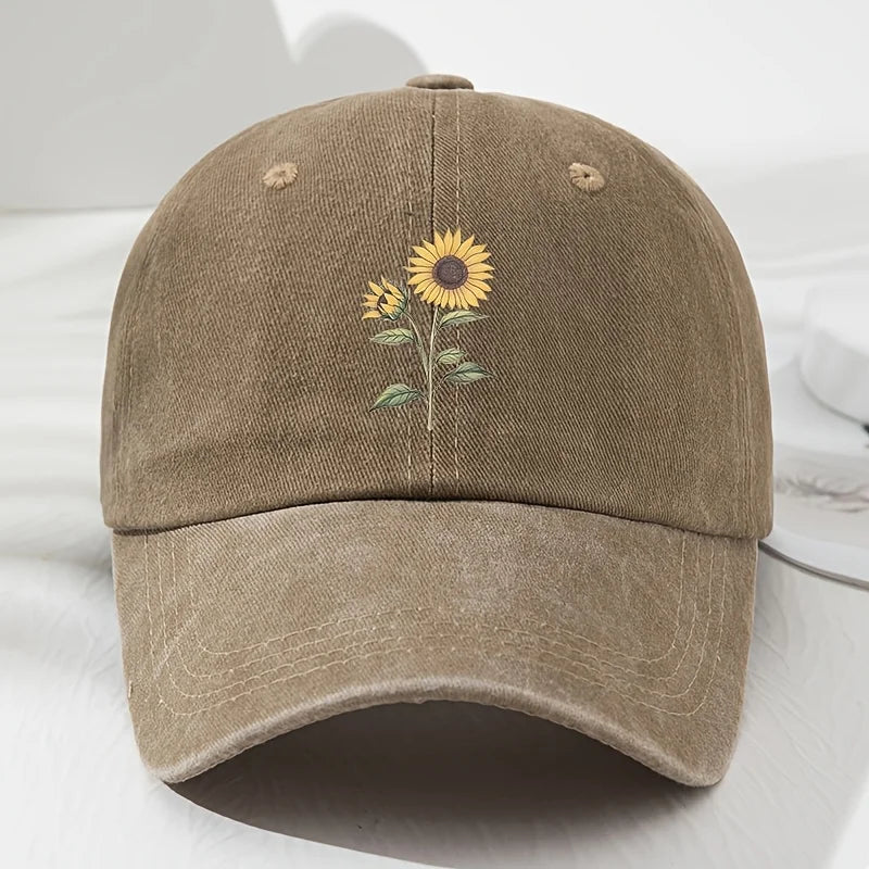 Retro Sunflower Pattern Baseball Hat Dad Hat