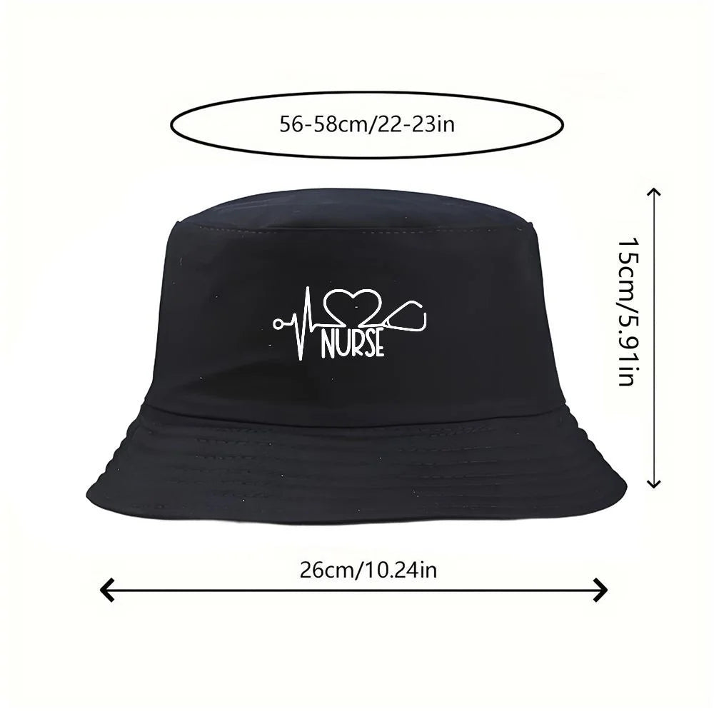 Nurse Print Y2K Vintage Cotton Bucket Hat