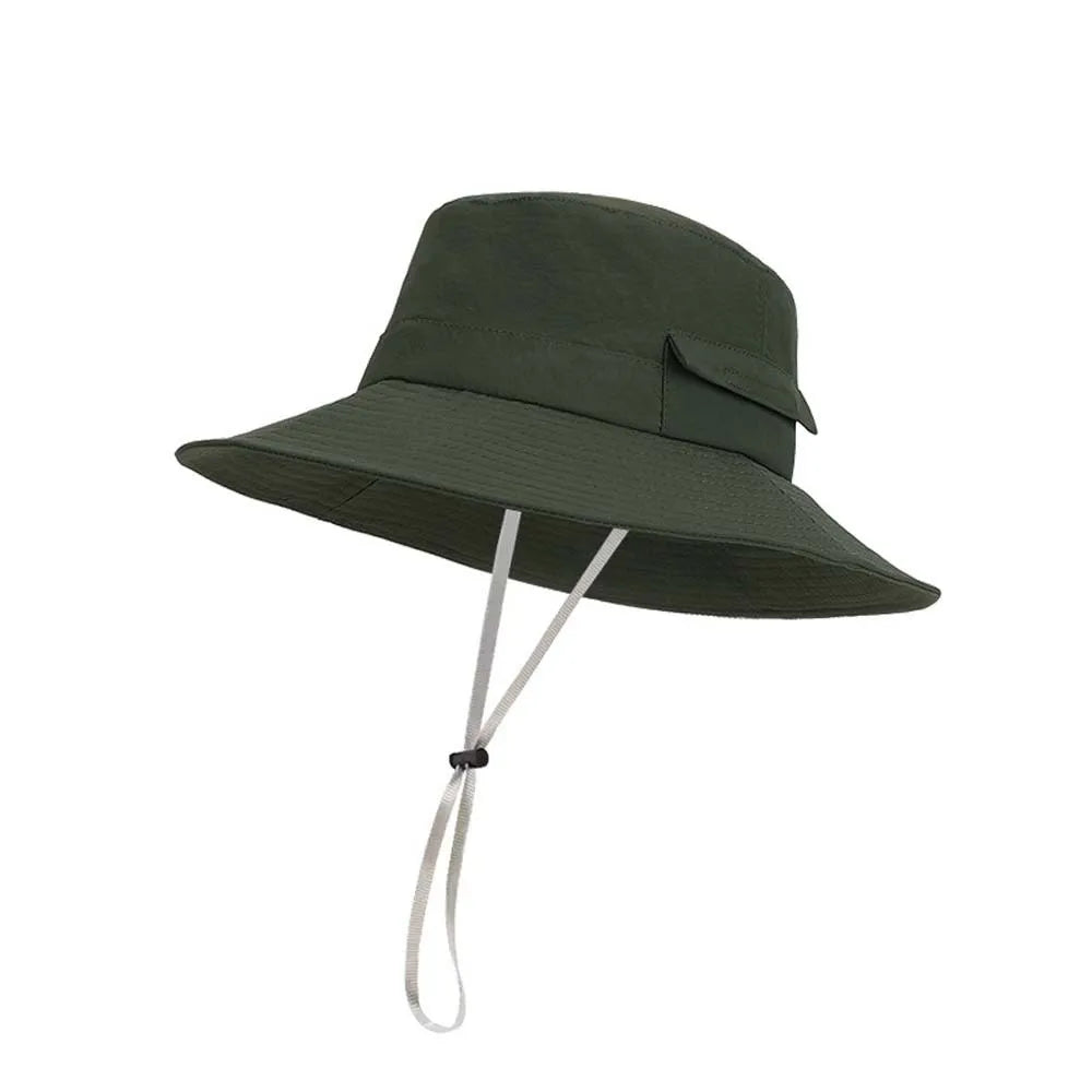 Nylon Drawstring Wide Brim Fishing Bucket Hat