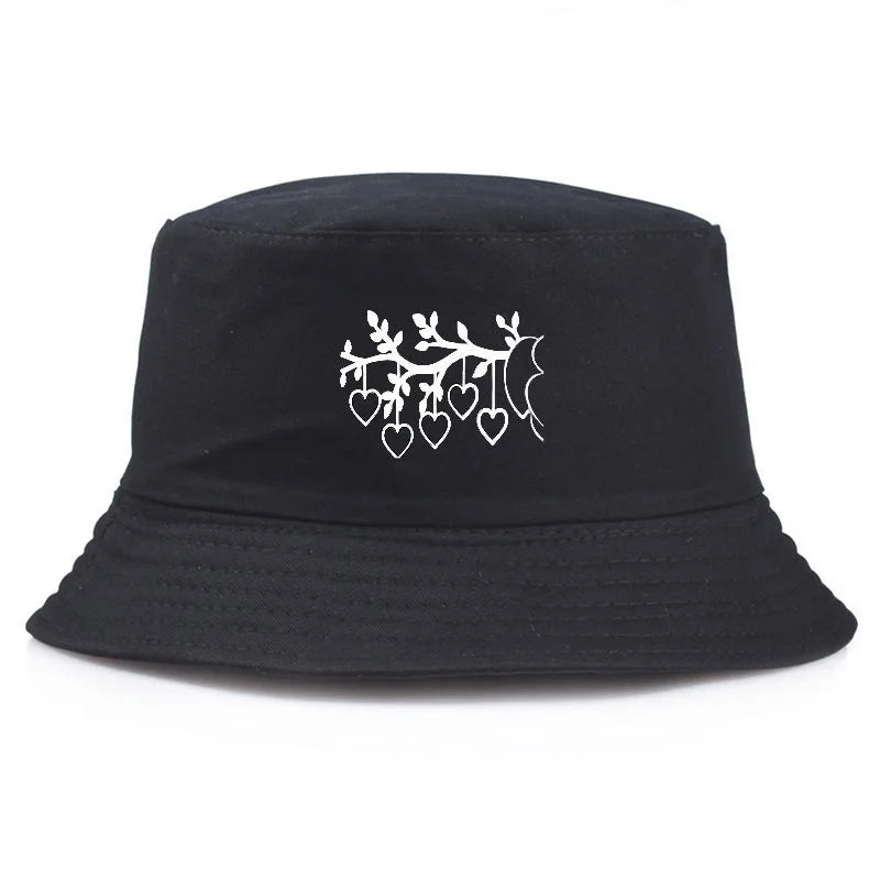 Y2K Vintage Heart Print Cotton Bucket Hat