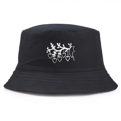 Y2K Vintage Heart Print Cotton Bucket Hat