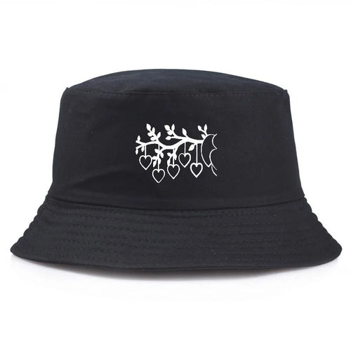 Y2K Vintage Heart Print Cotton Bucket Hat