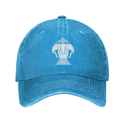 Laos Three Elephant Washed Denim Cap