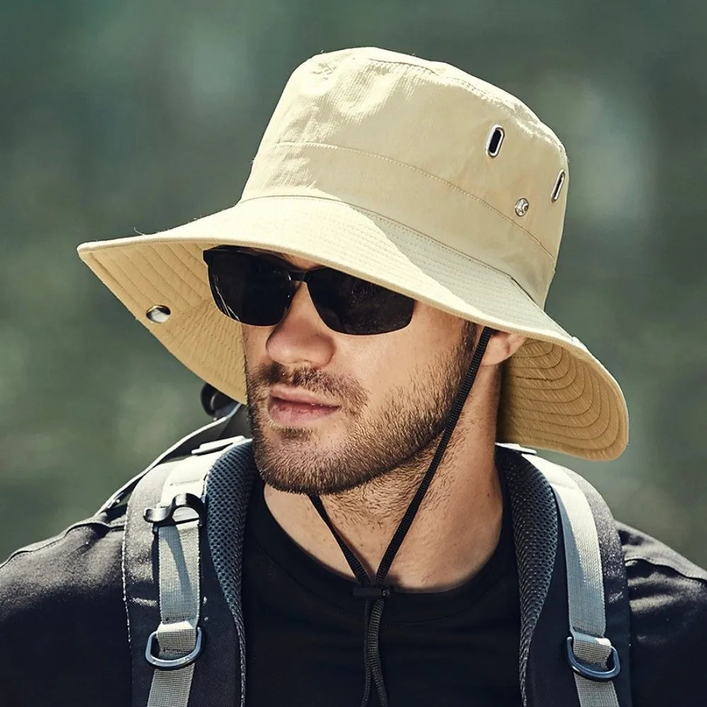 Adjustable UV Protection Wide Brim Hiking Bucket Hat