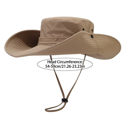 Quick-Dry Wide Brim Drawstring Hiking Bucket Hat