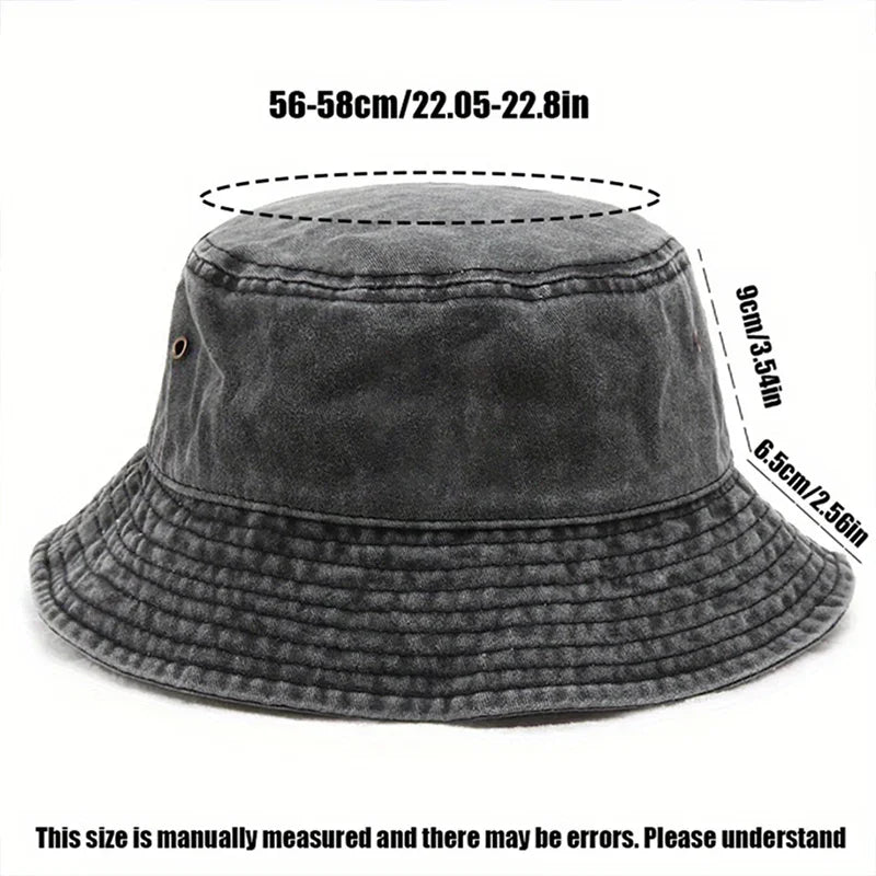 Witch Pentagram Washed Denim Bucket Hat Y2K Style
