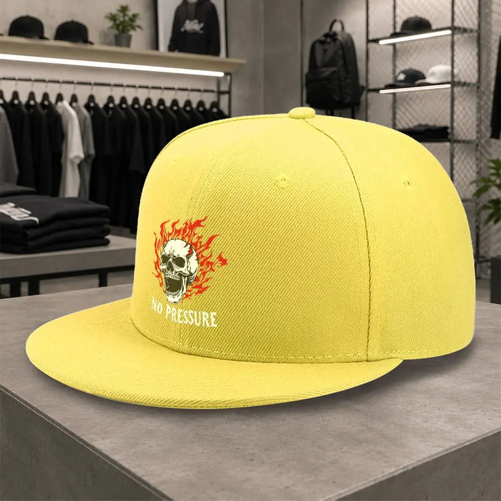 New Flame Skull Unisex All Match Flat Brim Cap
