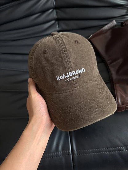 Korean Style Washed Baseball Cap With Letters