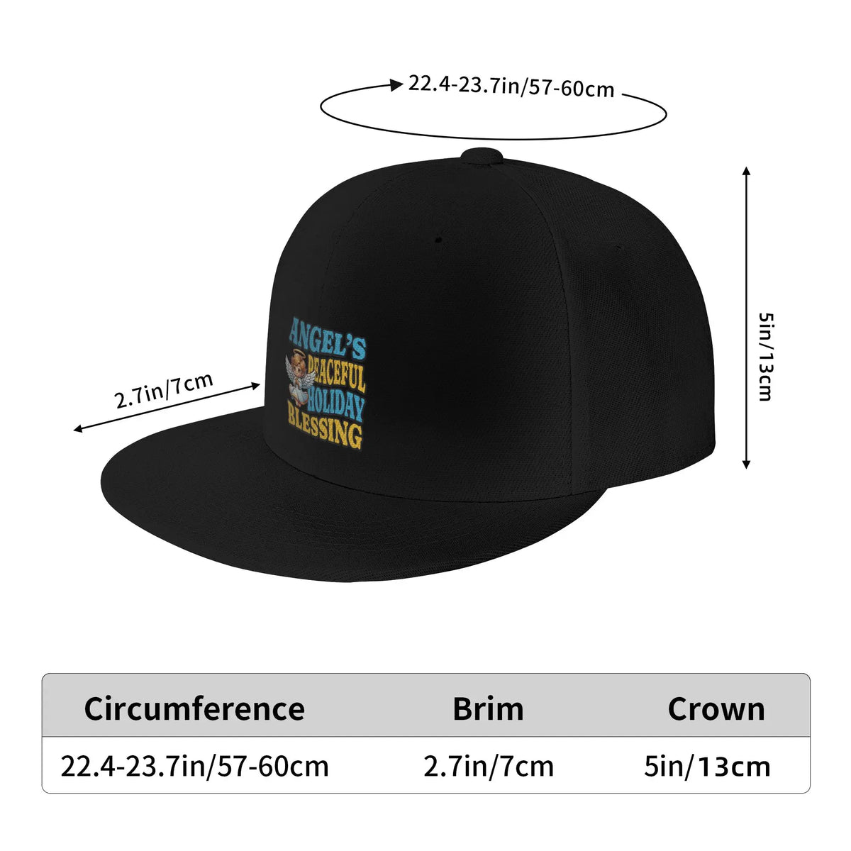 Angel Peaceful Holiday Blessing Flat Brim Snapback Cap