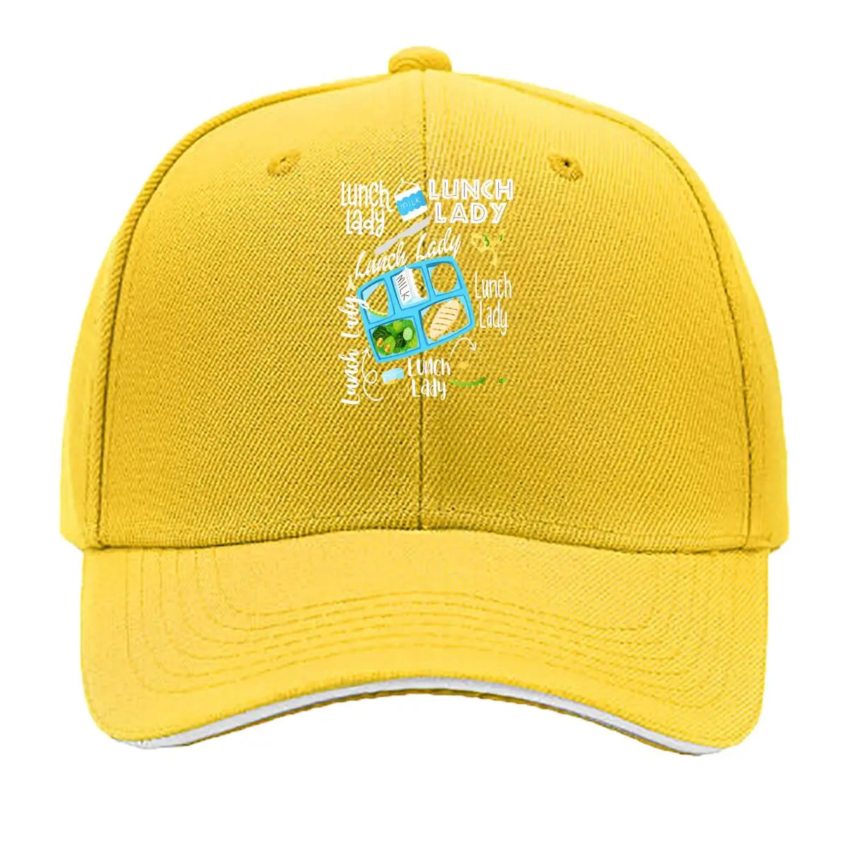 Milk Lunch Lady School Cafeteria Tray Food Graphic Sandwich Baseball Cap