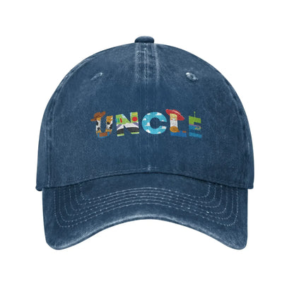 Uncle Family Birthday Distressed Denim Baseball Cap