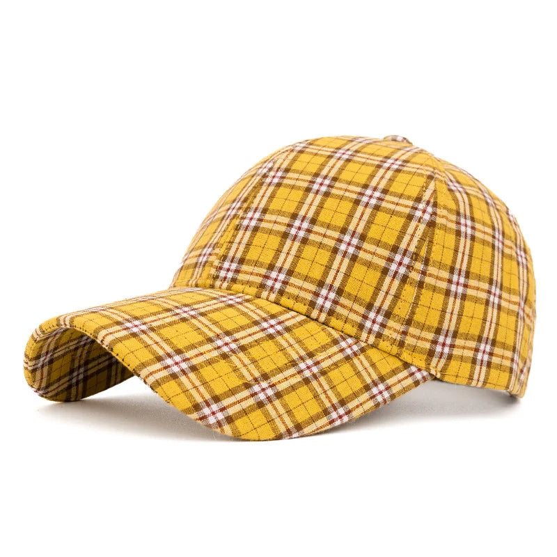 The Retro And Fashionable Color Blocked Checkered Baseball Cap
