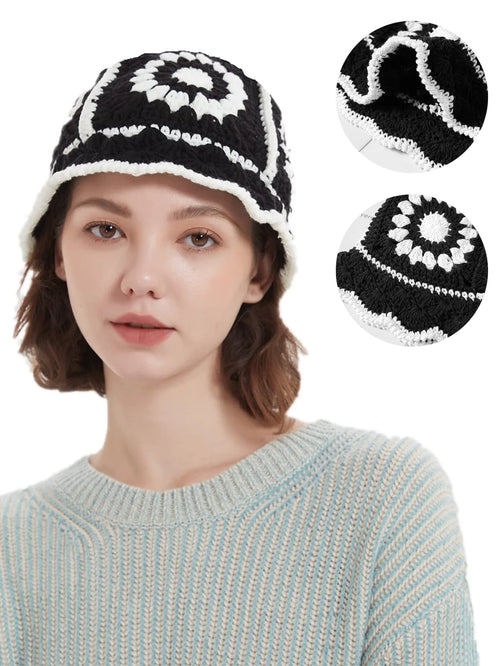 Women's Y2K Crochet Flower Bucket Hat