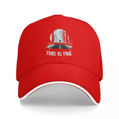 This Is Fine Anghkooey Meme Sun Fishing Baseball Cap