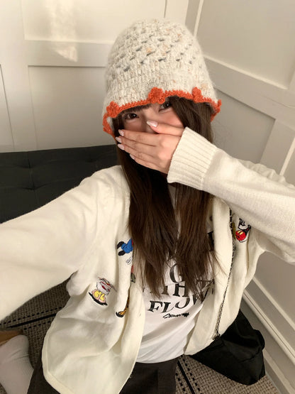 Women Wool Openwork Knitted Fisherman Bucket Hat