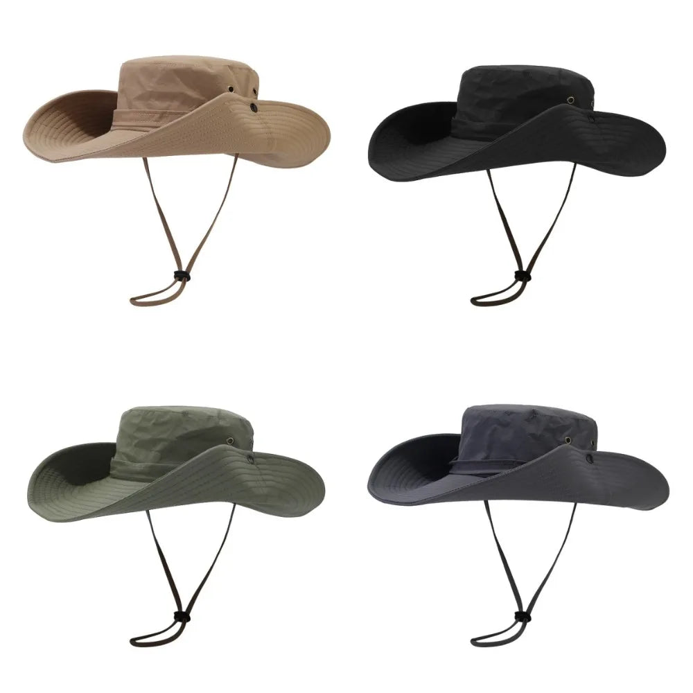 Quick-Dry Wide Brim Drawstring Hiking Bucket Hat