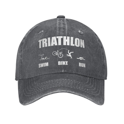 Triathlon Running Swimming Bicycling Vintage Adjustable Baseball Cap