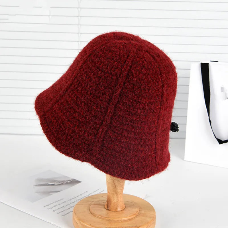Women Adjustable Knitted Winter Bucket Hat