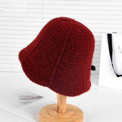Women Adjustable Knitted Winter Bucket Hat