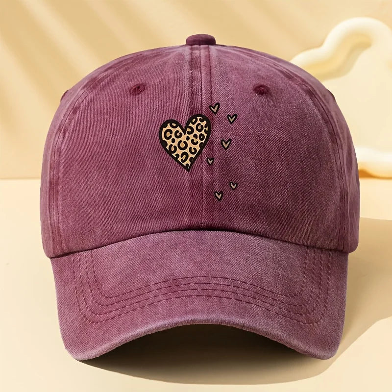 Leopard Heart Retro Baseball Cap