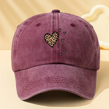 Leopard Heart Retro Baseball Cap