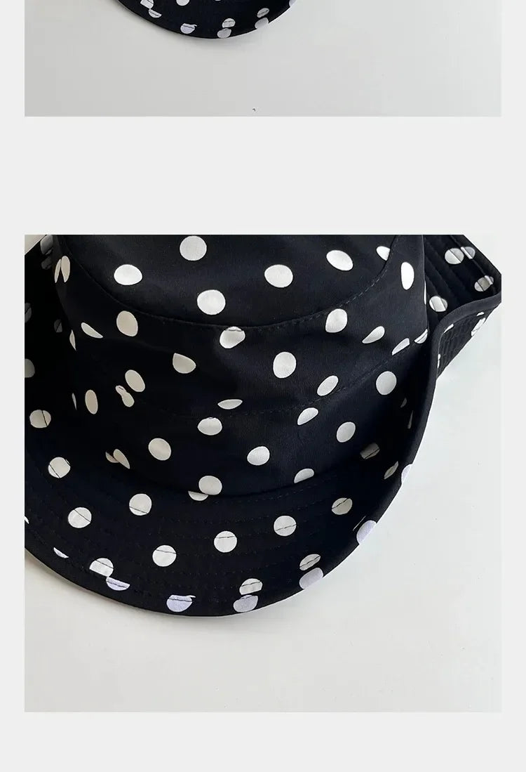 Black Dot Bucket Hats Women Versatile Sweet