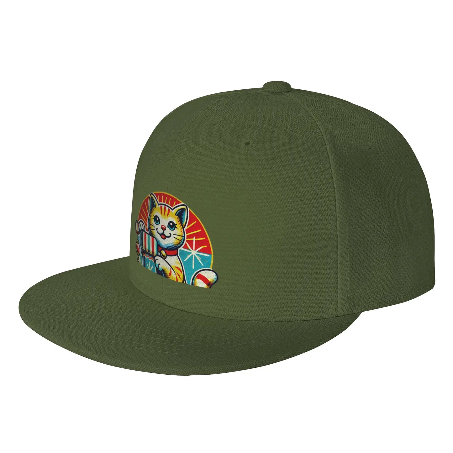 Retro Christmas Cat Stocking Snapback Cap