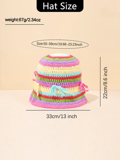 Vintage Striped Hand Woven Bohemian Bucket Hat