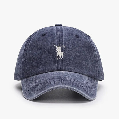 Vintage Embroidered Washed Cotton Baseball Cap