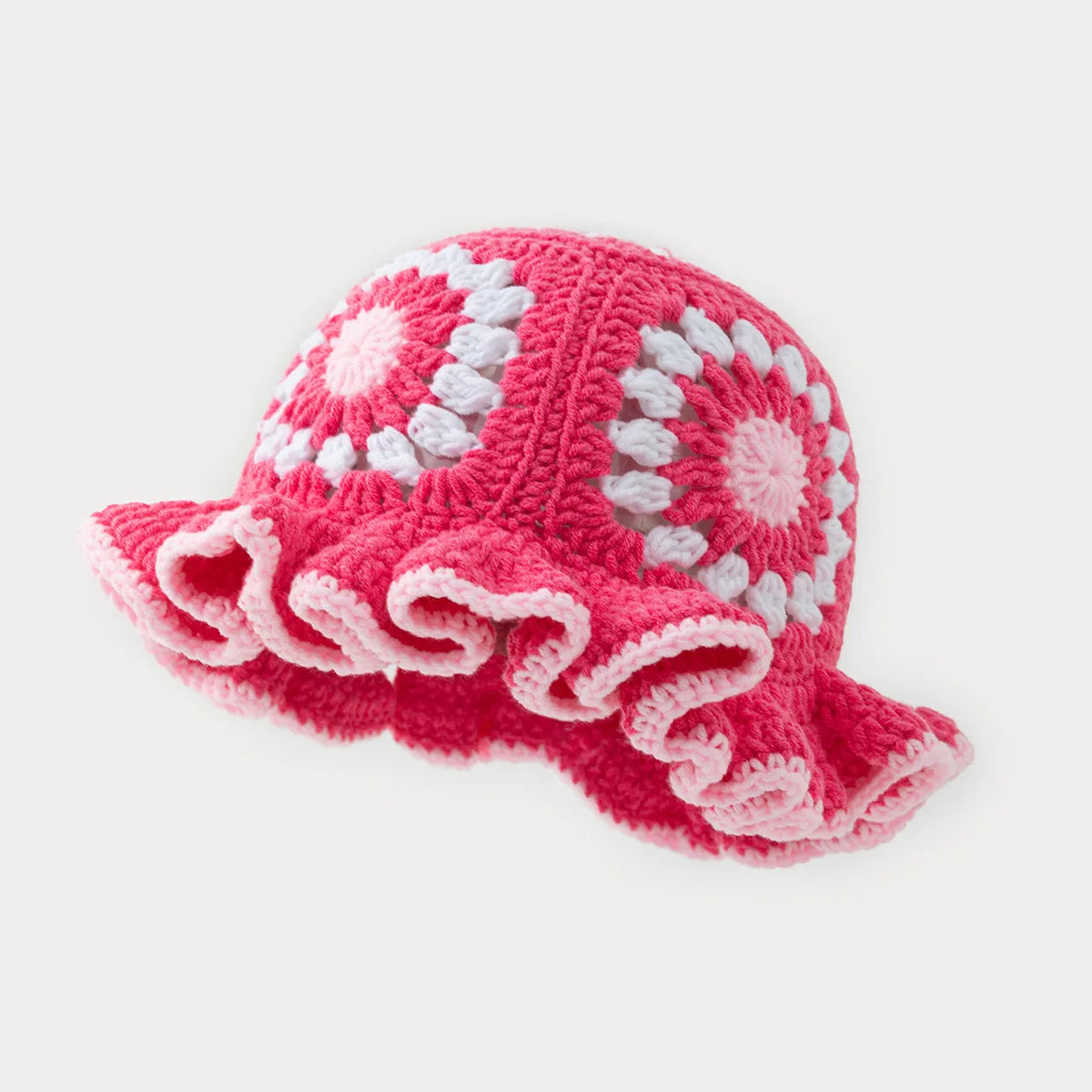 Colorful Floral Crochet Wool Bucket Hat