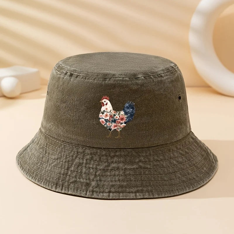Fashionable Rooster Print Outdoor Bucket Hat