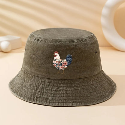 Fashionable Rooster Print Outdoor Bucket Hat
