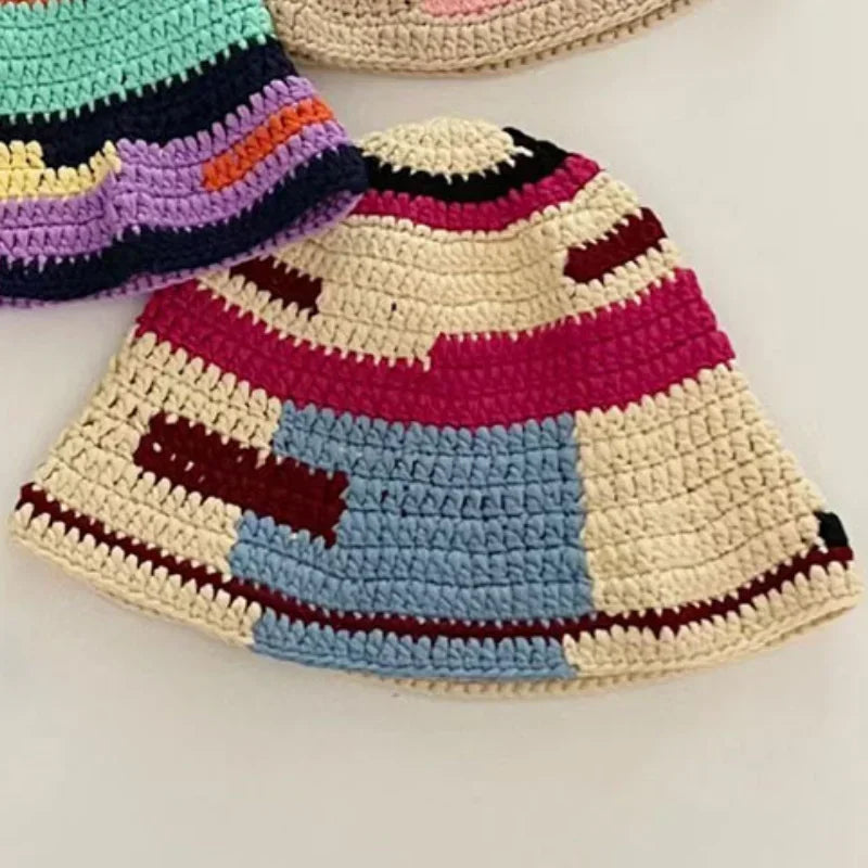 Color Splicing Knitted Bucket Hat