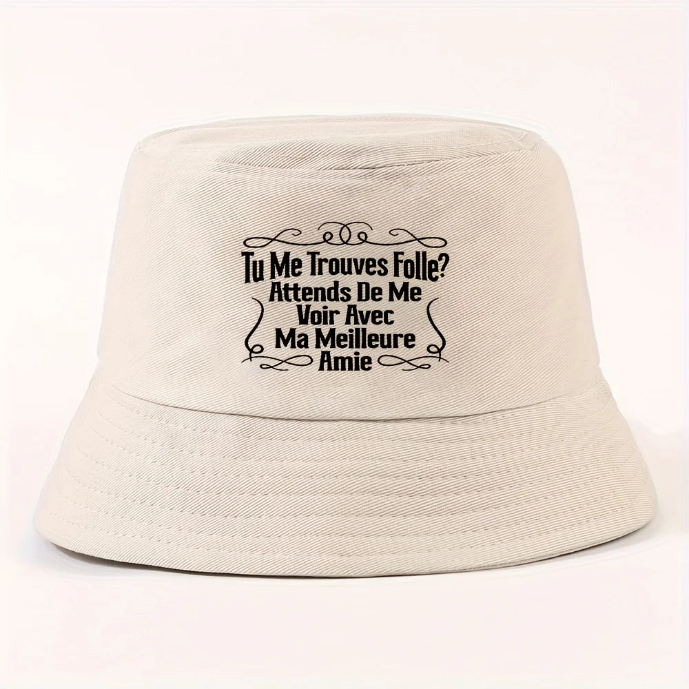 Text Decoration Packable Summer Bucket Hat
