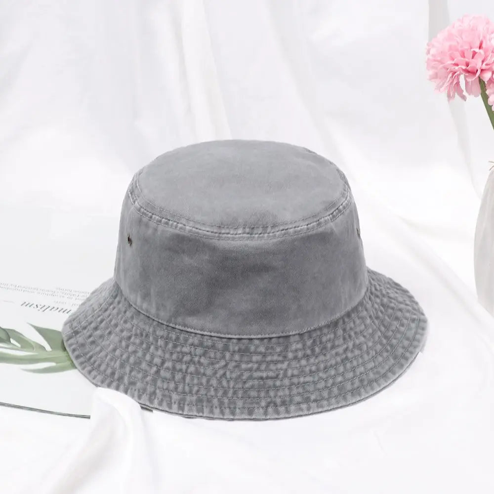 Fashion Summer Bucket Hat Hip Hop Washed Denim