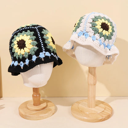 Handmade Sunflower Knitted Bucket Hat