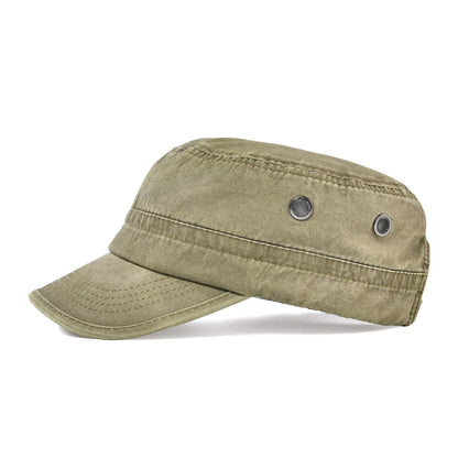 Military Cap Men Washed Cotton Fashion Design Flat Baseball Cap Size 57- 60cm