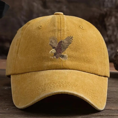 Washed Eagle Print Baseball Cap