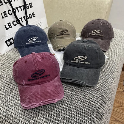 Vintage Hole Baseball Caps Man Streetwear Fashion Print Adjustable