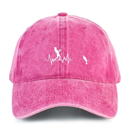 Fishing Embroidered Washed Cotton Baseball Cap