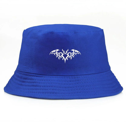 Y2K Tribal Bat Print Vintage Bucket Hat