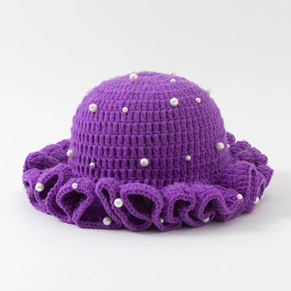 Women Handmade Crochet Ruffled Bucket Hat