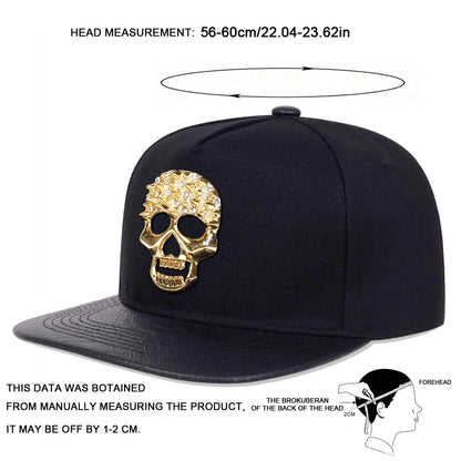 Skeleton Rhinestone Patch Adjustable Hip-Hop Snapback cap