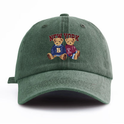Bear Duo Washed Retro Baseball Cap