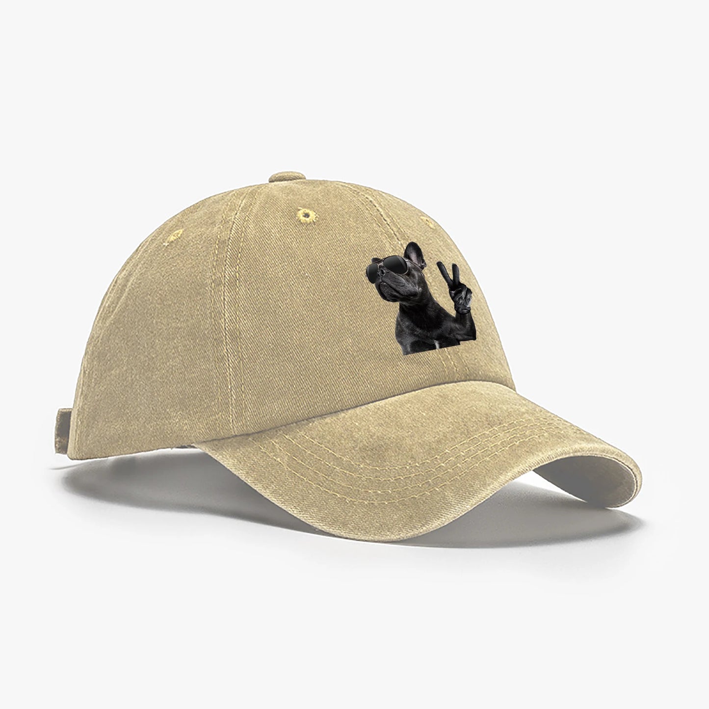 Black Dog Print Washed Baseball Cap