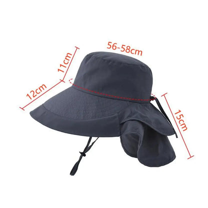 Wide Brim UV Protection Bonnet Bucket Hat