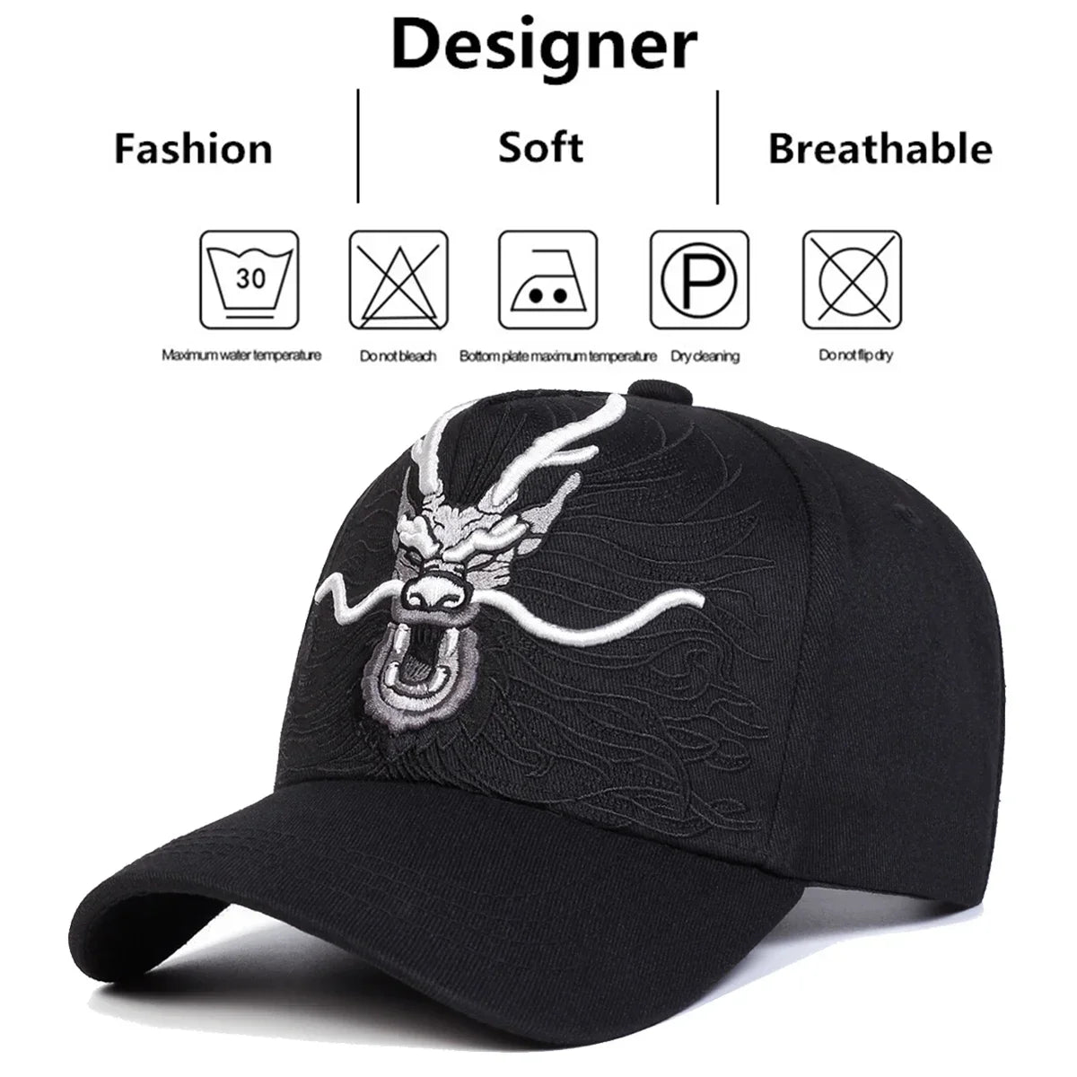 Unisex Dragon Embroidery Baseball Caps Spring
