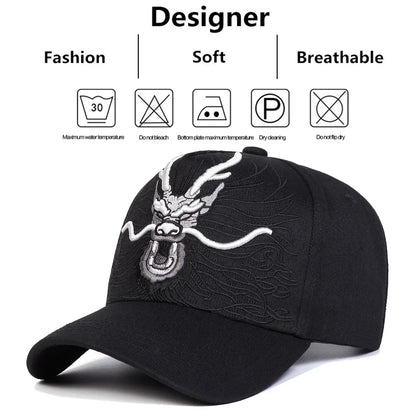 Unisex Dragon Embroidery Baseball Caps Spring